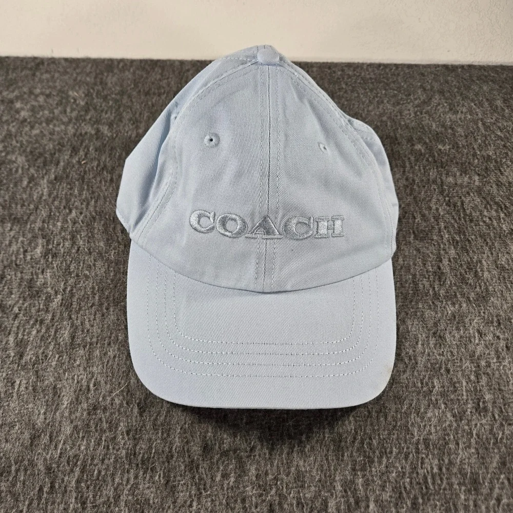 Coach Baseball Hat Womens O/S Light Blue Embroidered Logo Cotton Adjustable